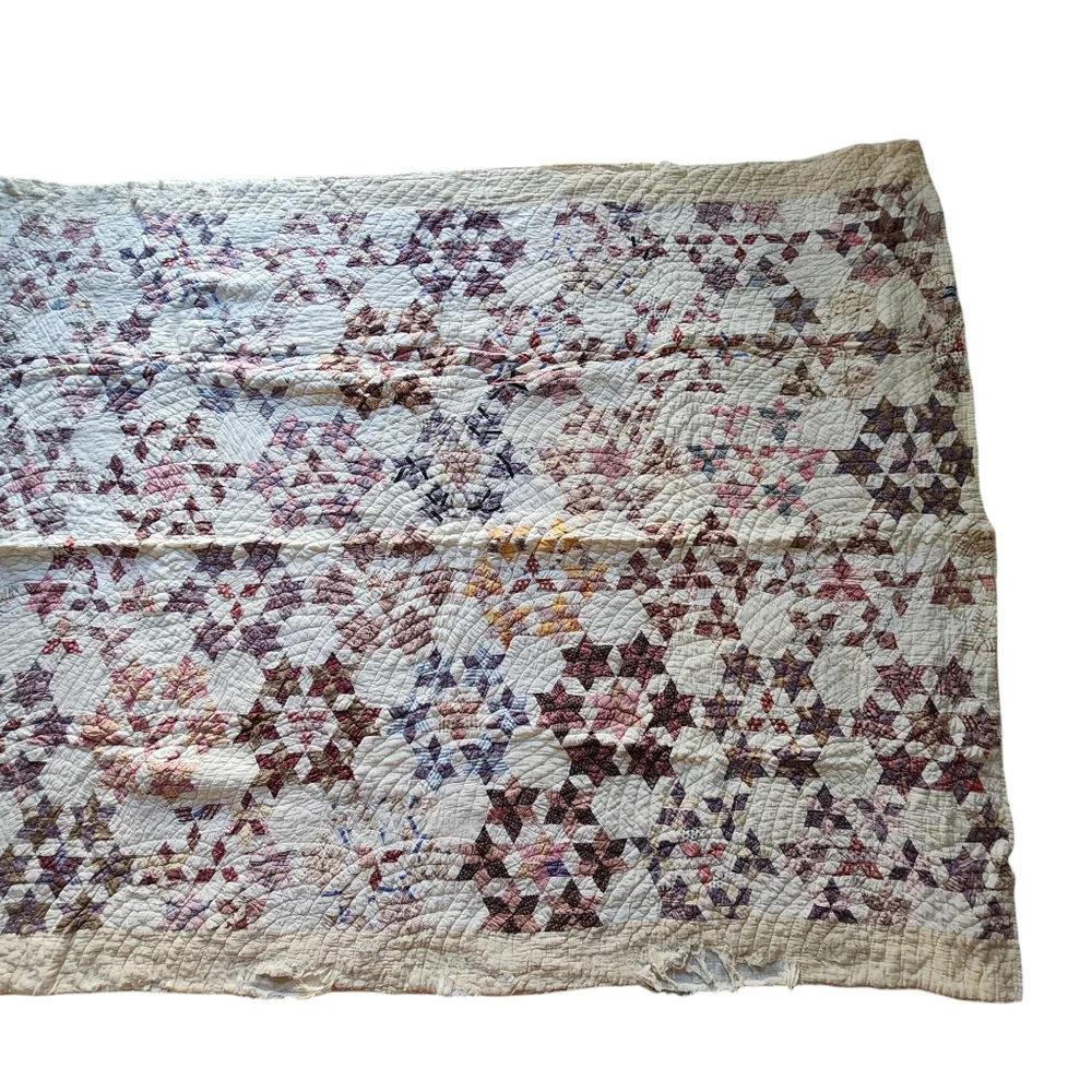 ANTIQUE Seven Sisters Baptist Circle‎ pattern handmade quilt 1880s